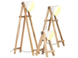 Vidaxl Candeeiros De Chão 3 Pcs E27 Mangueira Maciça Branco