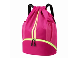 Mochila Desportiva Com Cordão - Saco Desportivo - Mochila - Ginásio E Natação - Leve - Nylon - Rosa Vermelho