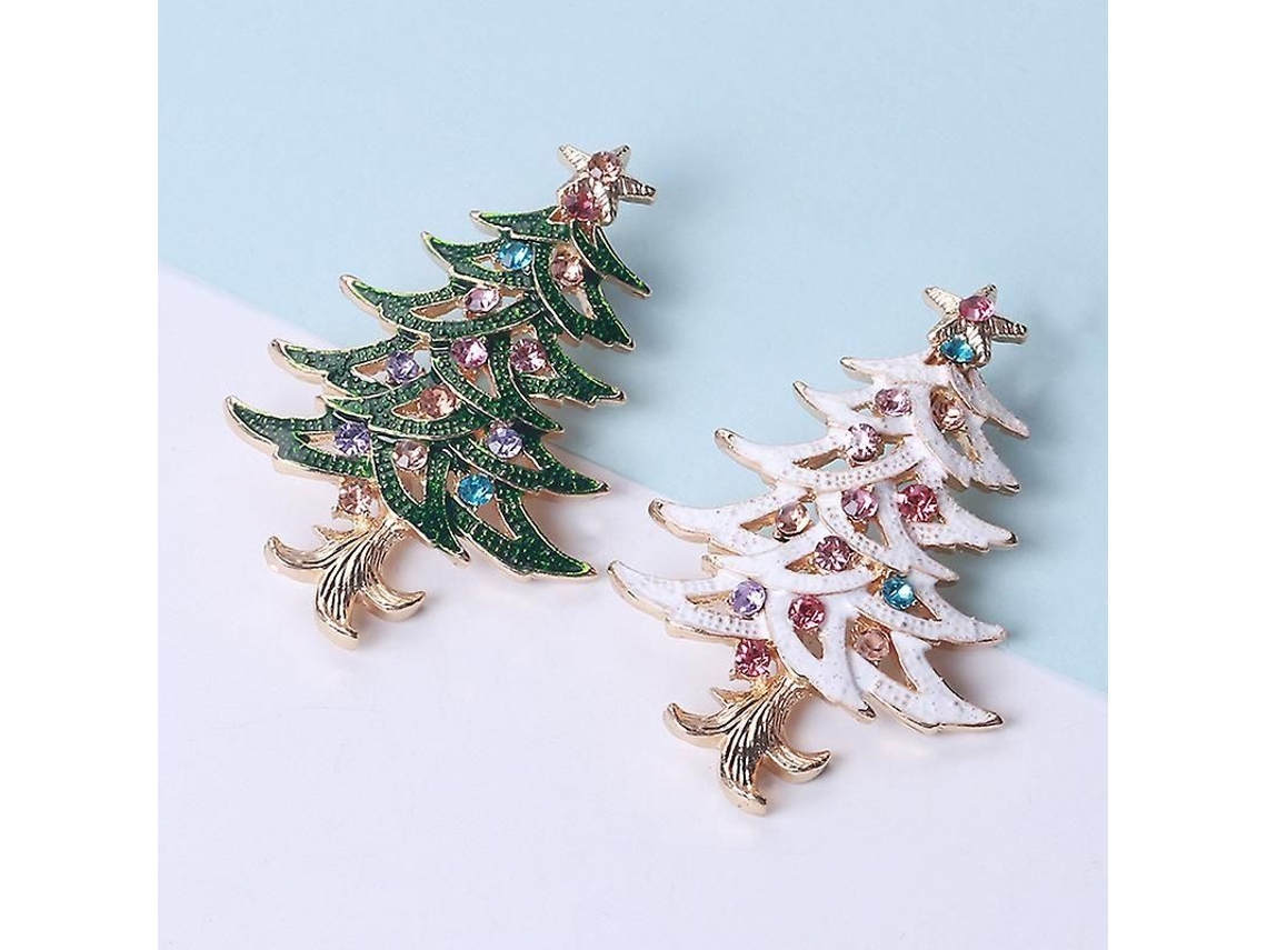 Conjunto 2 Peças Broche De Natal Em Forma De Árvore Para Mulheres E Meninas Joias Presente Ideal