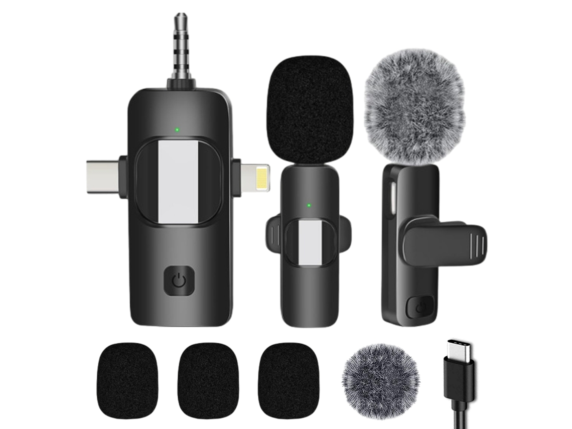 Microfone De Lapela Para Criadores De Vídeo, Transmissão Sem Fio Profissional De 2,4 Ghz Com Redução De Ruído