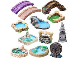 12 Acessórios De Jardim De Fadas Em Miniatura: Ponte, Farol, Poço, Figuras De Resina, Decoração Para Jardim E Casa, Presente