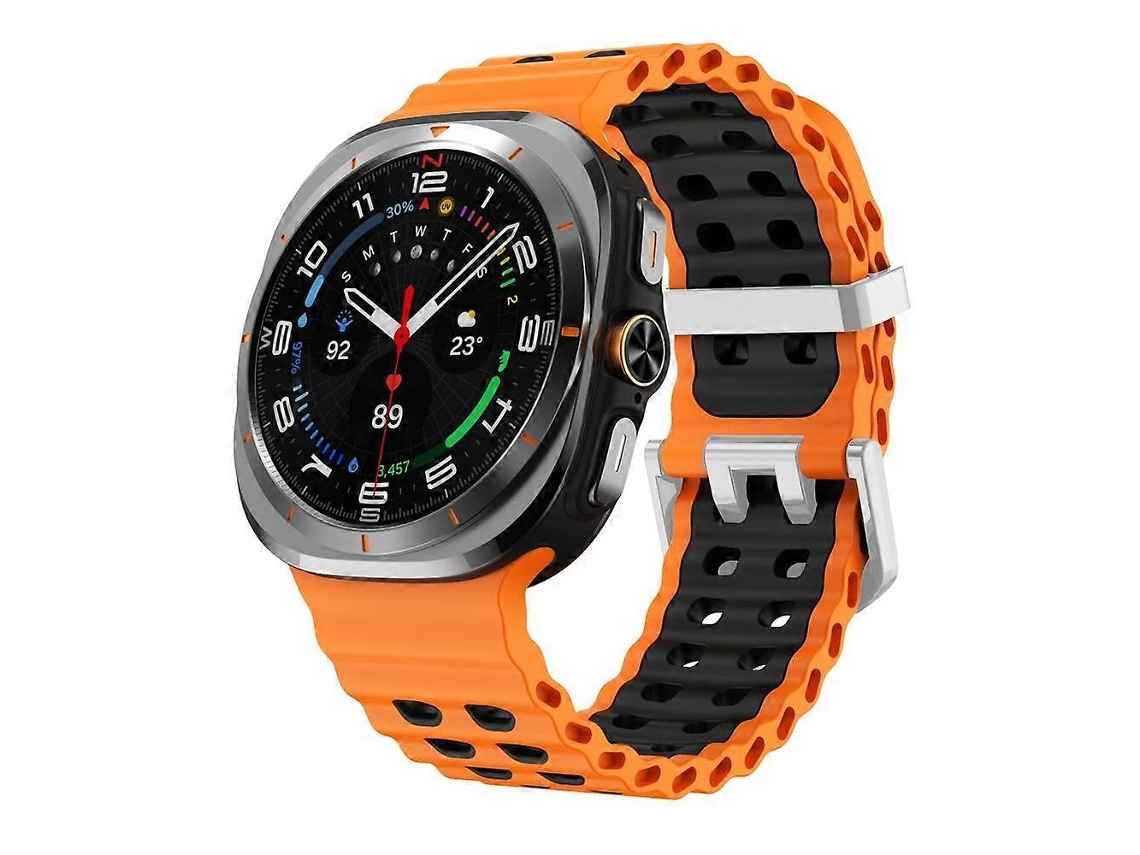 Pulseira De Silicone Ocean Two Color Com Fivela Prateada E Furos Em Duas Fileiras Para Samsung Galaxy Watch Ultra / Ultra 2025