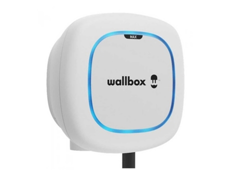 Carregador branco WALLBOX Pulsar Max 7 4Kw com mangueira de 5 metros