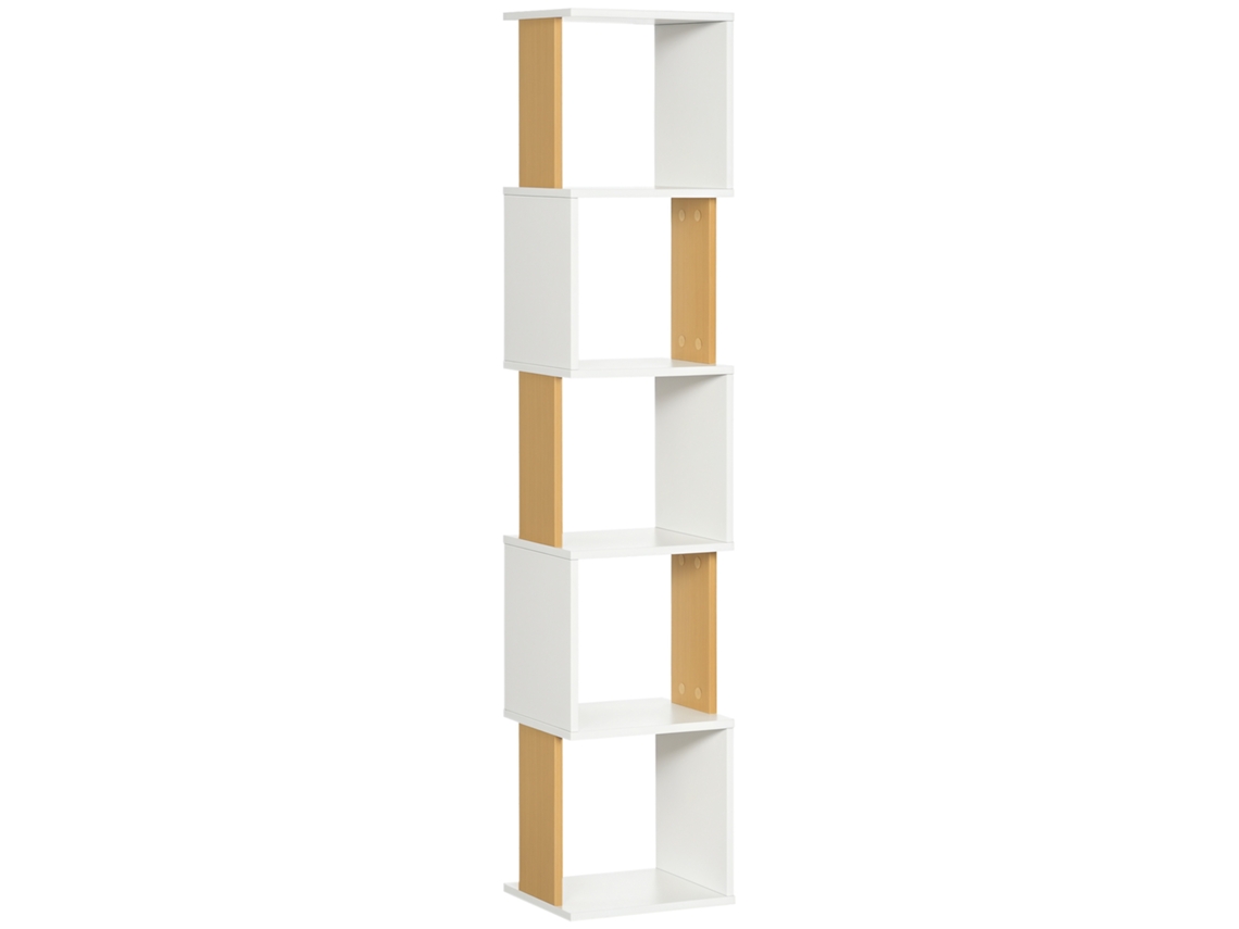 Estante de sala ou escritório com 5 prateleiras, formato em S 33x28x161cm branco S/MARCA
