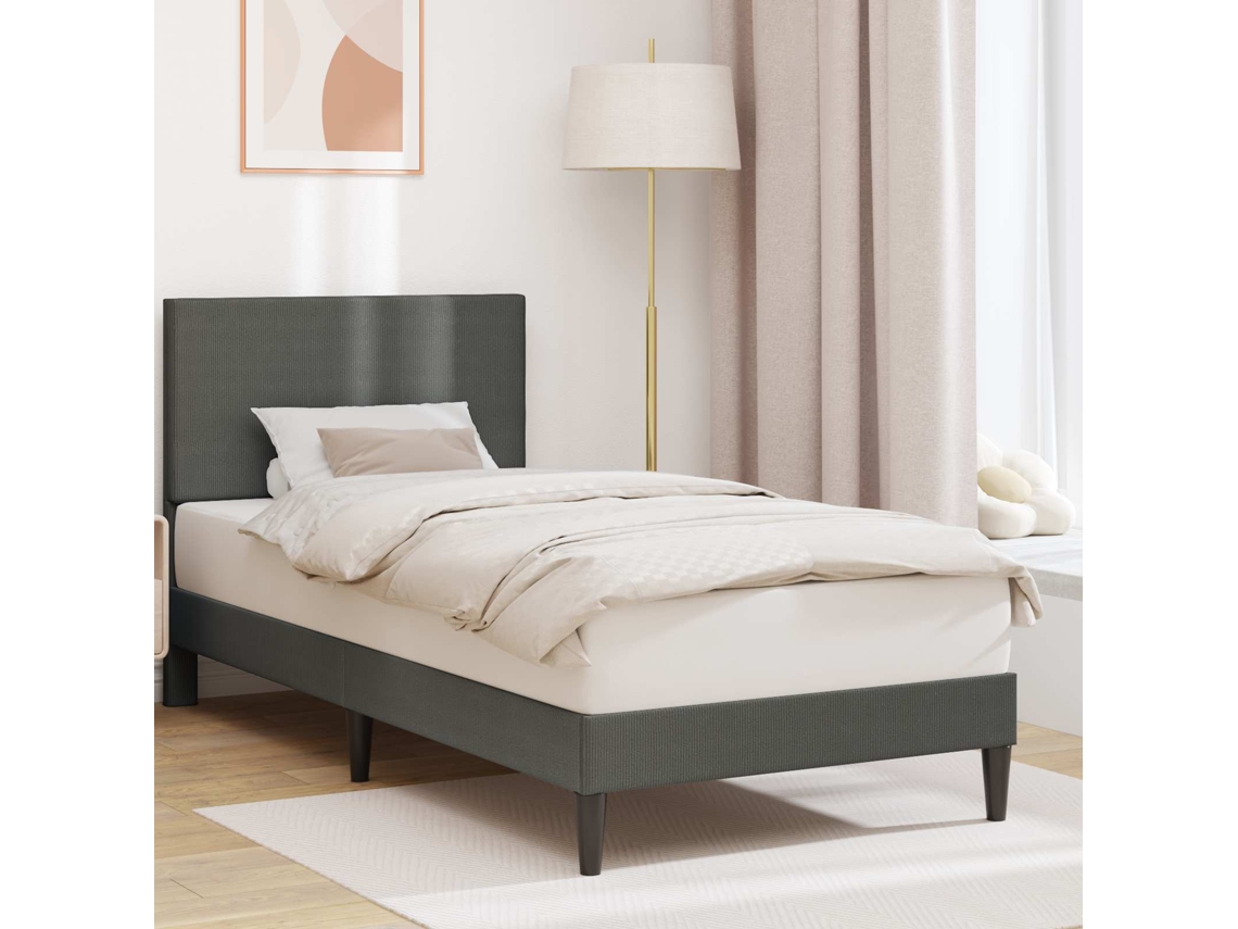 Vidaxl Estrutura Da Cama Com Cabeceira Cinzento-escuro 100 X 200 Cm