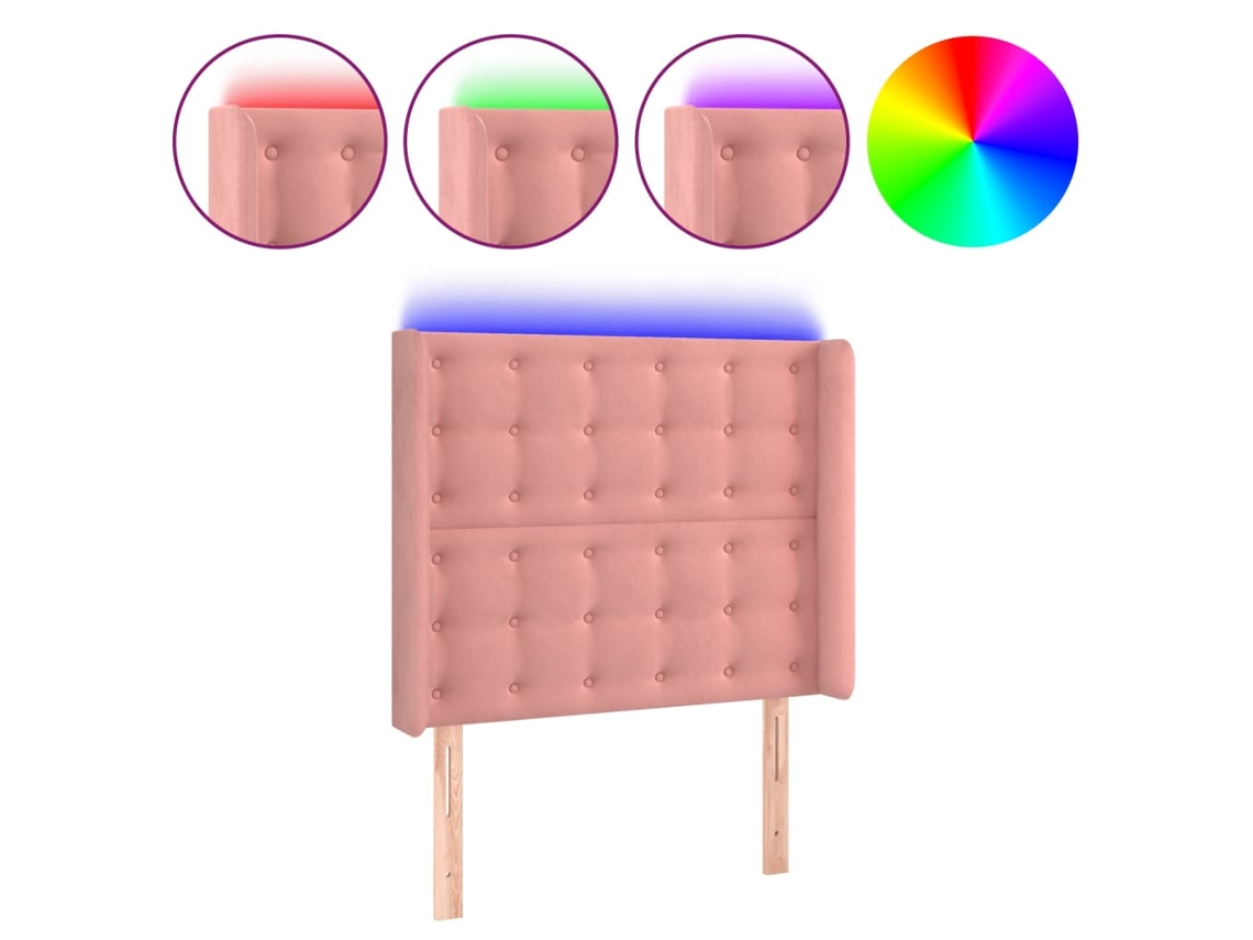 Cabeceira de cama MAISON EXCLUSIVE em veludo rosa com luzes LED (103x16x118 cm)