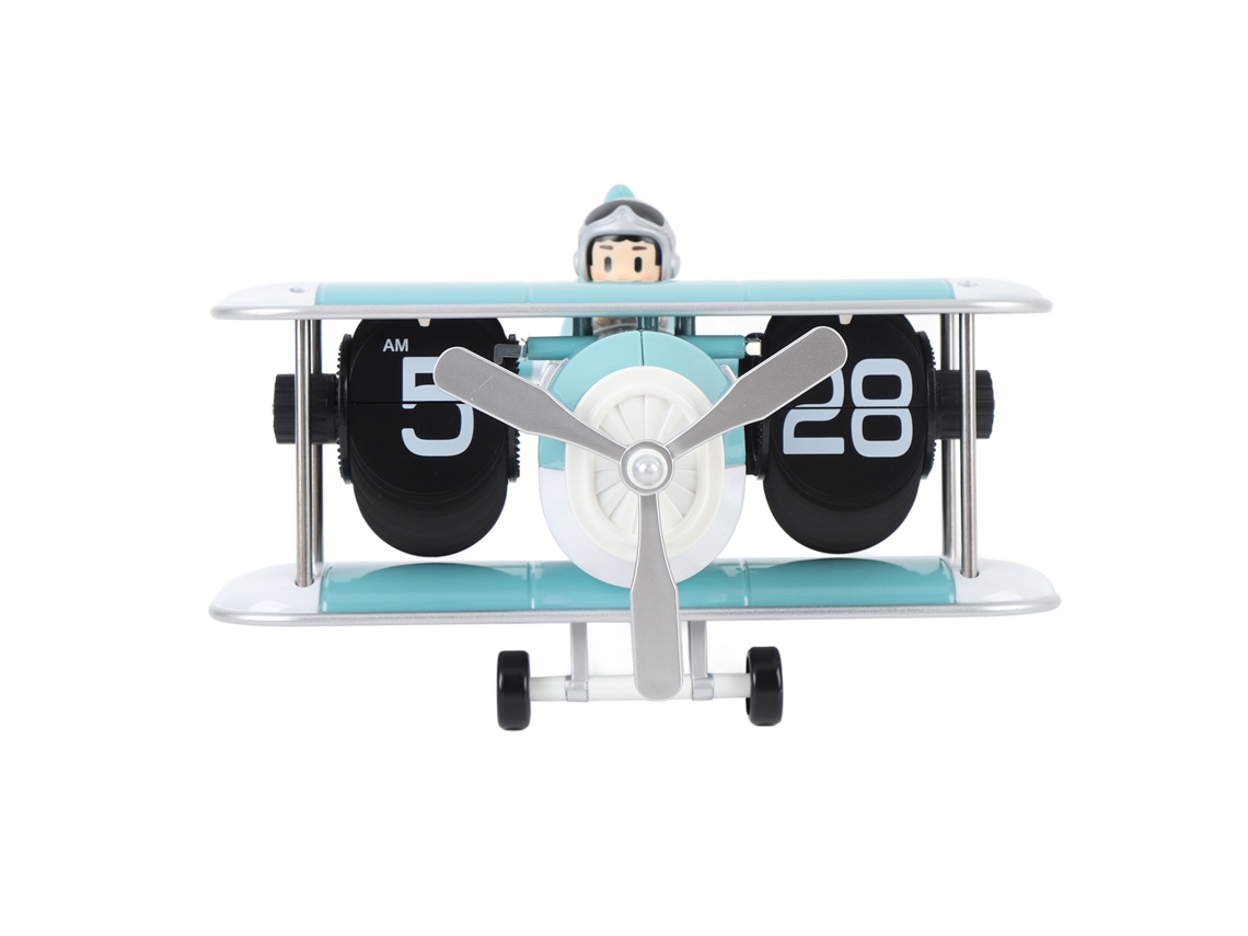 Relógio flip avião 12 horas automático retro com bateria para sala quarto escritório azul céu | S/MARCA