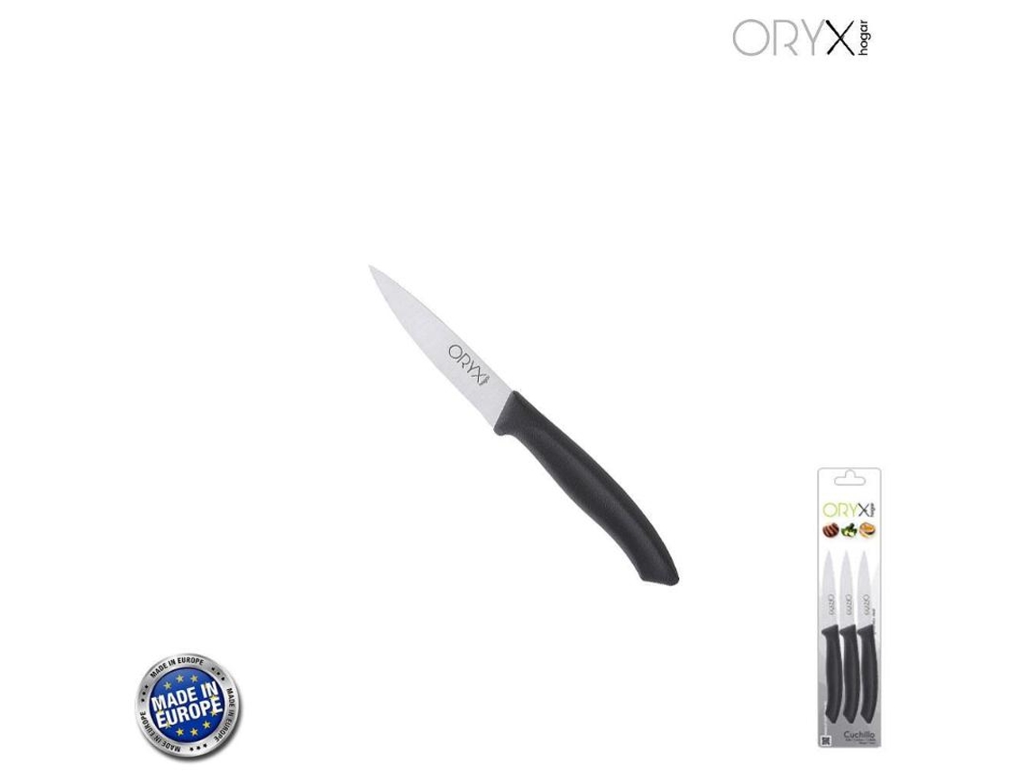 Faca de Cozinha de Descascar Nuuk Lâmina de Aço Inoxidável 9 cm Preto (Bolha 3 Peças) ORYX