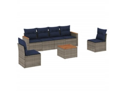 Conjunto de Sofá de Jardim, 7 Peças, Almofadas, Rattan Cinza MAISON EXCLUSIVE