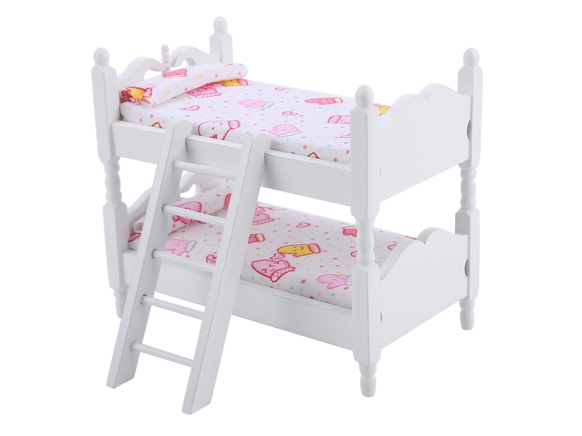 Ats mueble Miniatura Cama Bunkera para Casa de Muñecas Niños Dormitorio Juguete Infantil (guantes Rosados)