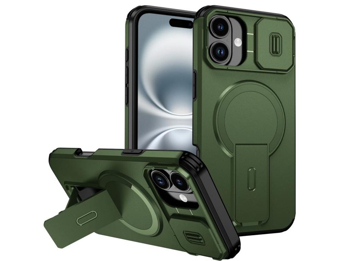 Capa Com Suporte Magsafe Para Iphone 16 Plus - Abertura Deslizante Com Proteção De Câmara
