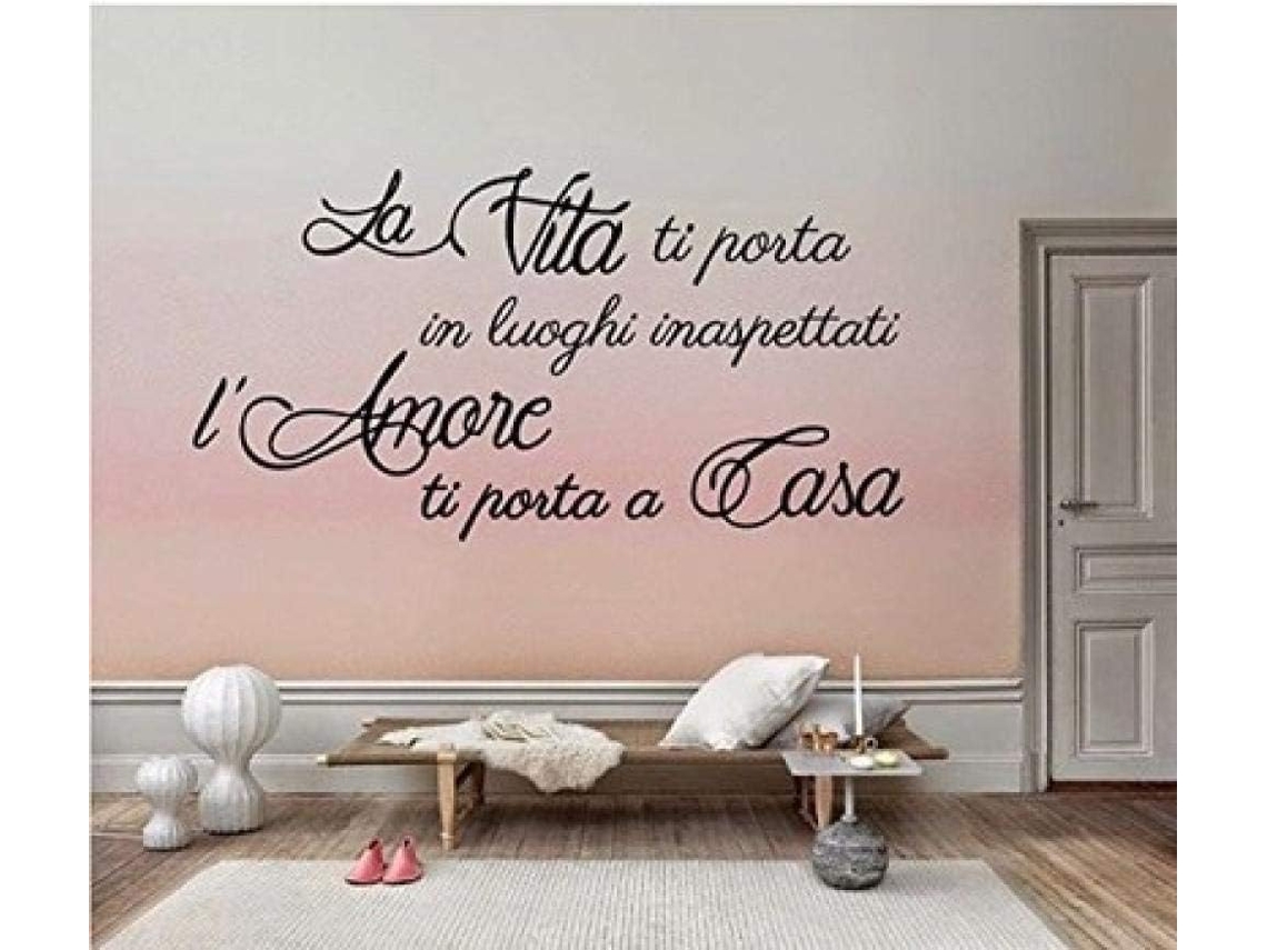 Adesivos de parede esculpidos com citações italianas sobre a vida, inspirados em "La Vita Ti Posta", para quarto, sala de estar e casa - Adesivos de PVC 58x30 cm