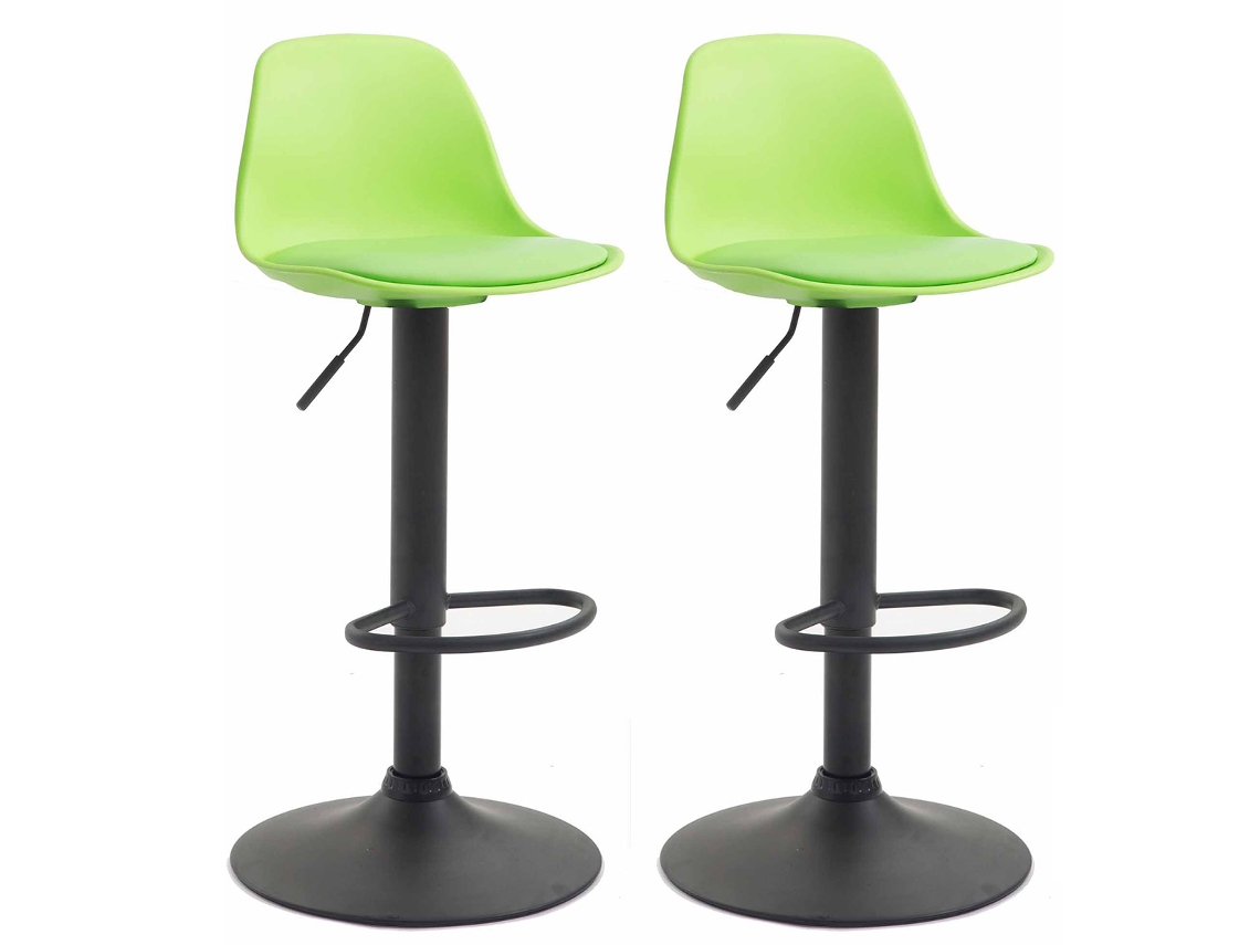 Conjunto De 2 Bancos De Bar Em Plástico Kiel Preto/verde Clp