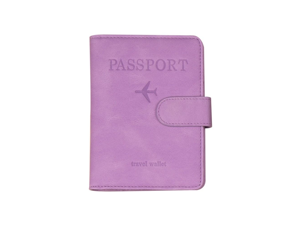 Porta-passaporte Multifuncional Em Couro Com Proteção Rfid, Porta, Documentos Portátil E Porta, Cartões De Viagem, Roxo
