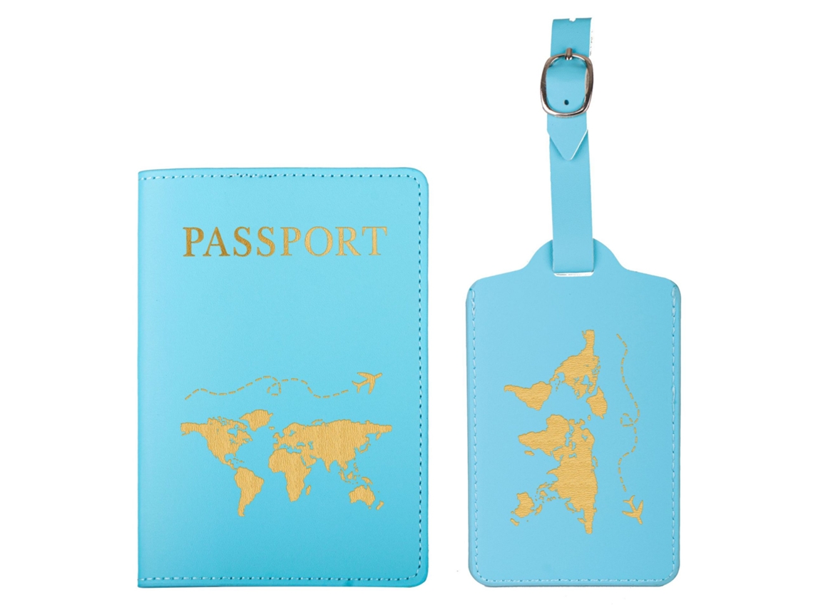 2 Porta, Passaportes, Etiqueta De Bagagem, Porta-passaporte E Conjunto Para Casais, Festa De Casamento, Lua De Mel, Viagem, Azul