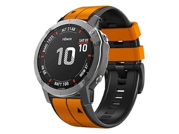 Lurelia Pulseira De Relógio Garmin Fenix 7x, Silicone Bicolor Com Listras Verticais, Laranja E Preto