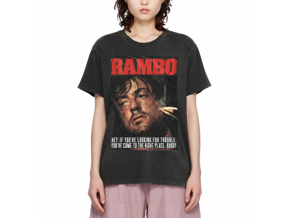 Rockinstone Rambo Movie Gimme Dat Sizzle Heather Black Adult T-shirt Size:xl