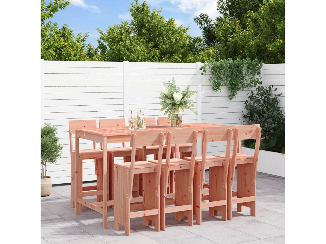 Vidaxl 9 Pcs Conjunto De Bar Para Jardim Madeira De Douglas Maciça