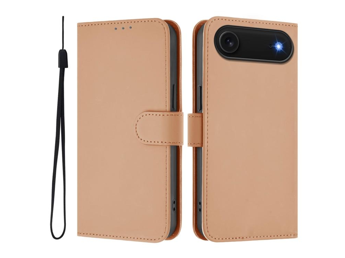 Capa De Couro Sintético Para Iphone Air - Toque Suave - Cor Sólida - Com Cordão