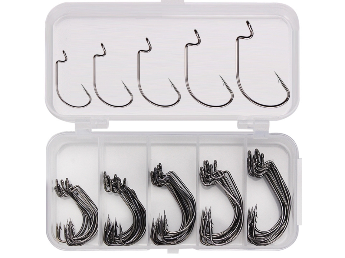 Crank Hook Set (black Nickel Material, High Carbon Steel) 50pcs Fishing Rig Cross-border Fishhooks