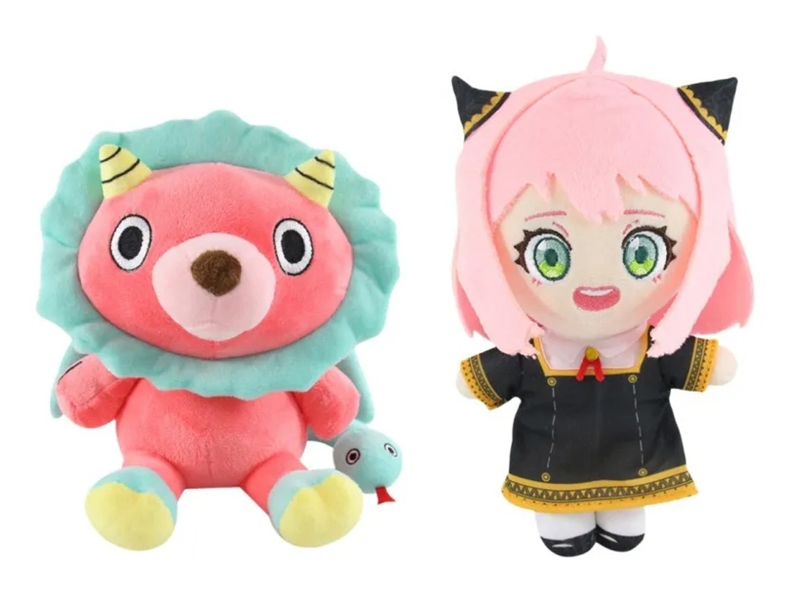 Lurelia Conjunto De 2 Peças Spy X Família Ania Quimera Leo Em Peluche Colecionável, 300g, Cor Vermelho, Macio Para Coleção