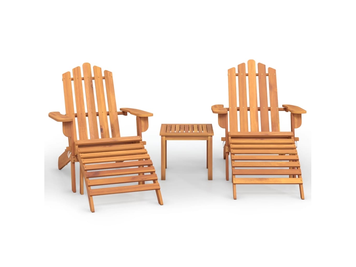 Conjunto 3 lounge de jardim VIDAXL Adirondack acácia maciça