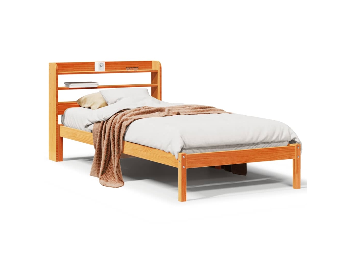 Estrutura Cama com Cabeceira Pinho Maciço Castanho Mel MAISON EXCLUSIVE (100x200 cm)