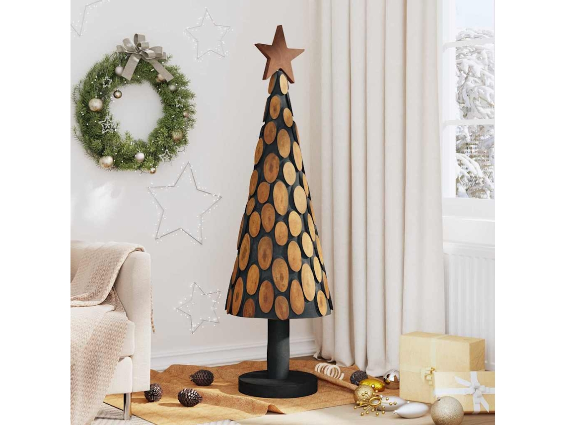 Vidaxl Árvore De Natal Castanho 149 Cm Madeira De Teca Maciça