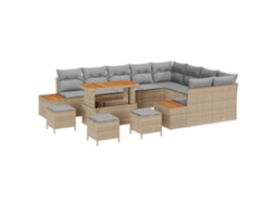 Maison Exclusive - Conjunto De Sofá De Jardim 13 Pcs Bege Rattan Sintético