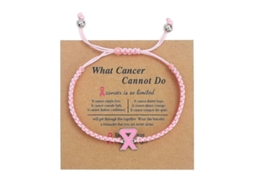 2026 pulseira de Cinta Rosa para Conscientização Sobre Câncer de Mama com Encantos de Esperança, Fé, Força e Coragem