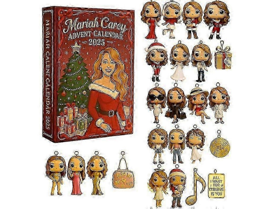 Calendário De Adviento Navideño 2025 Decoração Acrílica Estilo Completo Design 2d Presente Navideño Surpresa Mariah Carey