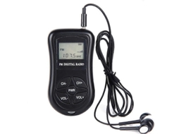 Rádio FM estéreo portátil Hengrongshen HRD-107 com display digital e fones de ouvido (preto)
