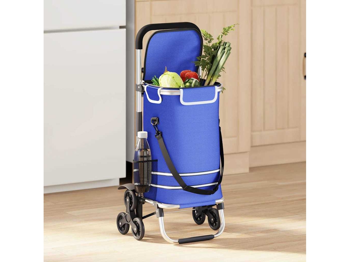 Vidaxl Carrinho De Compras Azul 47 X 39 X 100,5 Cm Tecido Oxford