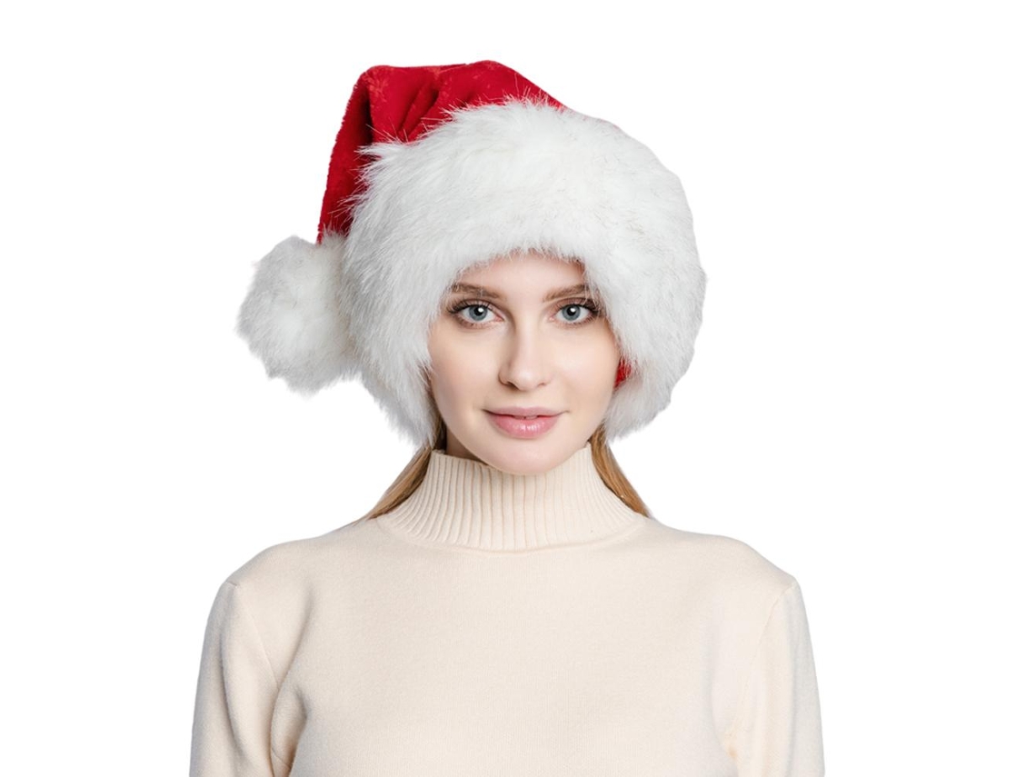 Rebe-gorro De Papai Noel Vermelho Espesso E Fluffy Para Adultos, Gorro De Ski Quente Para Festa De Natal E Fantasias