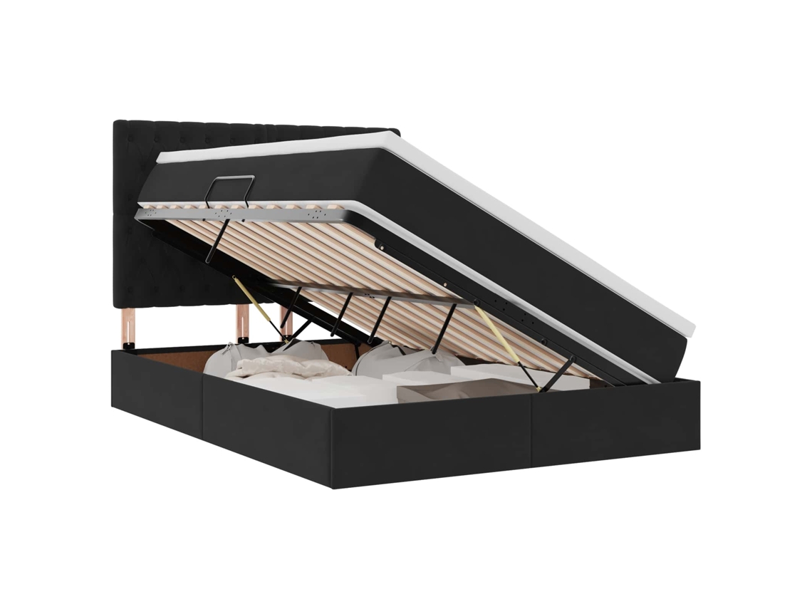 Cama com Arrumação e Led com Colchão Preto Veludo MAISON EXCLUSIVE (140x190 cm)