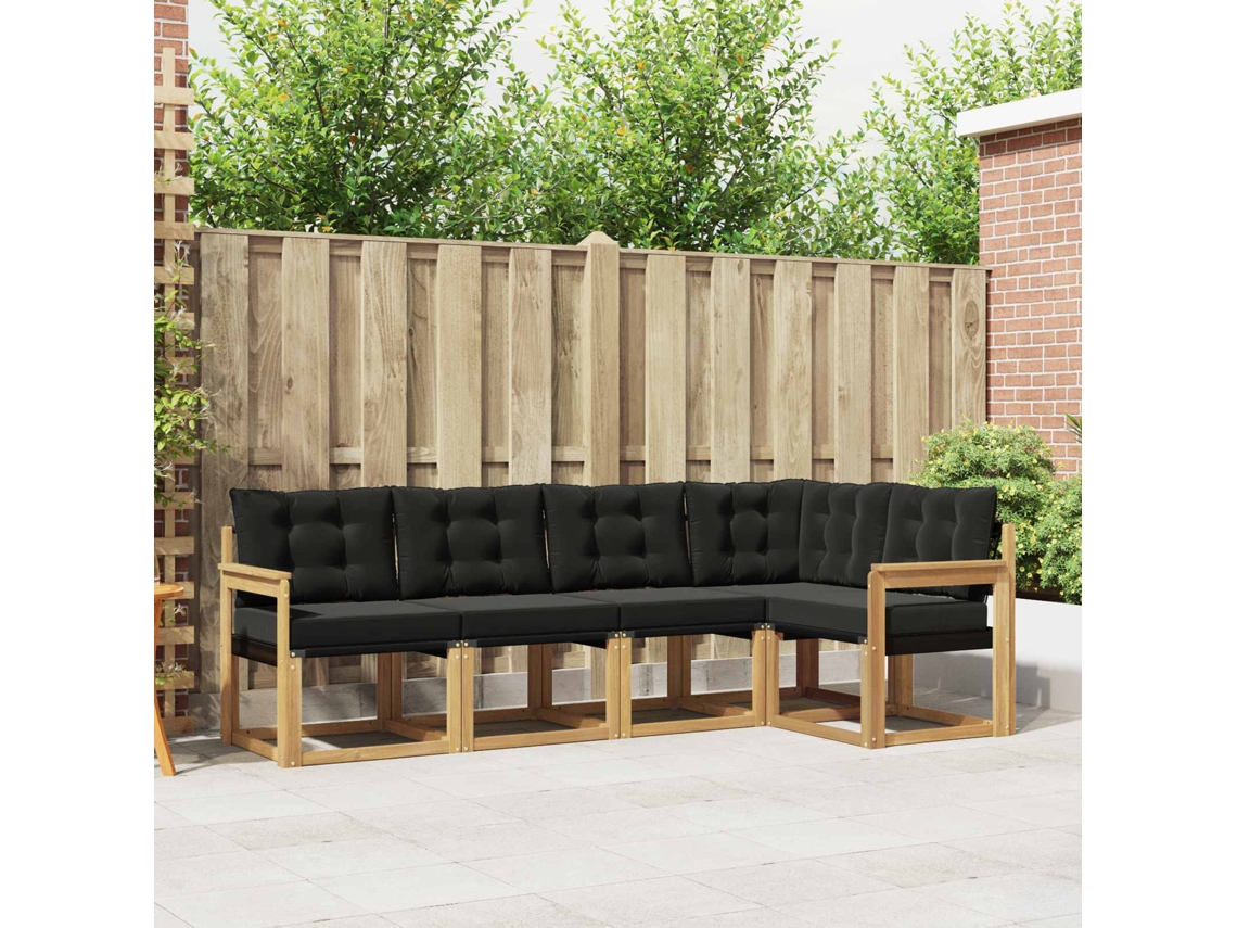 Vidaxl Conjunto De Sofás Para Exterior 5 Unid. Branco E Preto