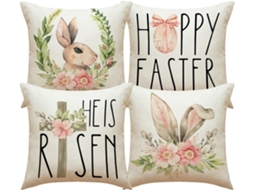 Conjunto de 4 Capas Almofada Páscoa em Tecido Respirável. Decorativas para Sala Estar e Quarto. CHABERLU
