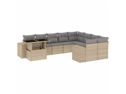 Conjunto de 10 Sofás para Jardim com Almofadões Vime Pe Bege MAISON EXCLUSIVE