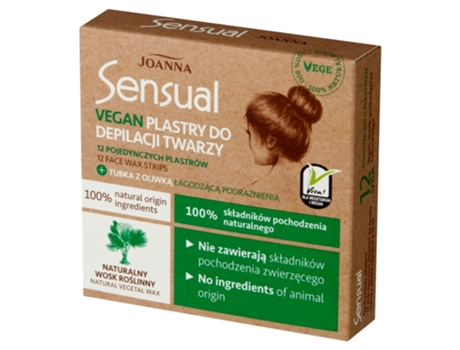 Tiras de cera facial veganas sensuais, 12 unidades, com azeite de oliva calmante, tubo de 10 ml, Joanna