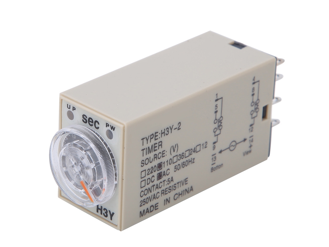 Relé de Tempo H3Y 2, 8 Pines, Ajustável, 0.3s, 110vac, para Electrodomésticos