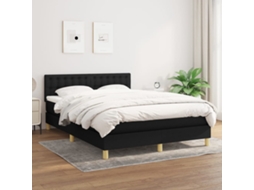 Cama Com Molas/colchão 140x190 Cm Tecido Preto
