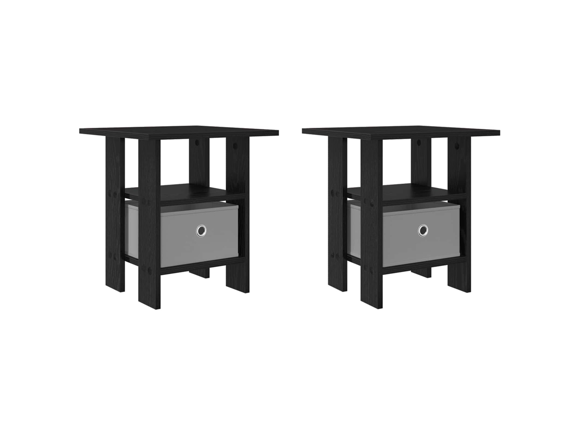 Mesa de cabeceira 2 Pcs Carvalho Preto 41x40x45cm MAISON EXCLUSIVE
