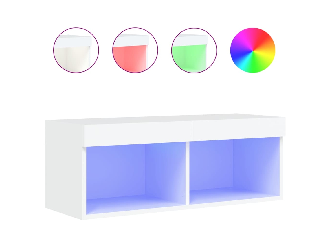 Móvel para TV com luzes LED 80x30x30 cm Branco MAISON EXCLUSIVE