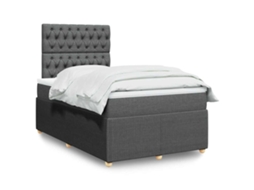 Cama Boxspring Com Colchão 120x190 Cm Tecido Cinzento-escuro