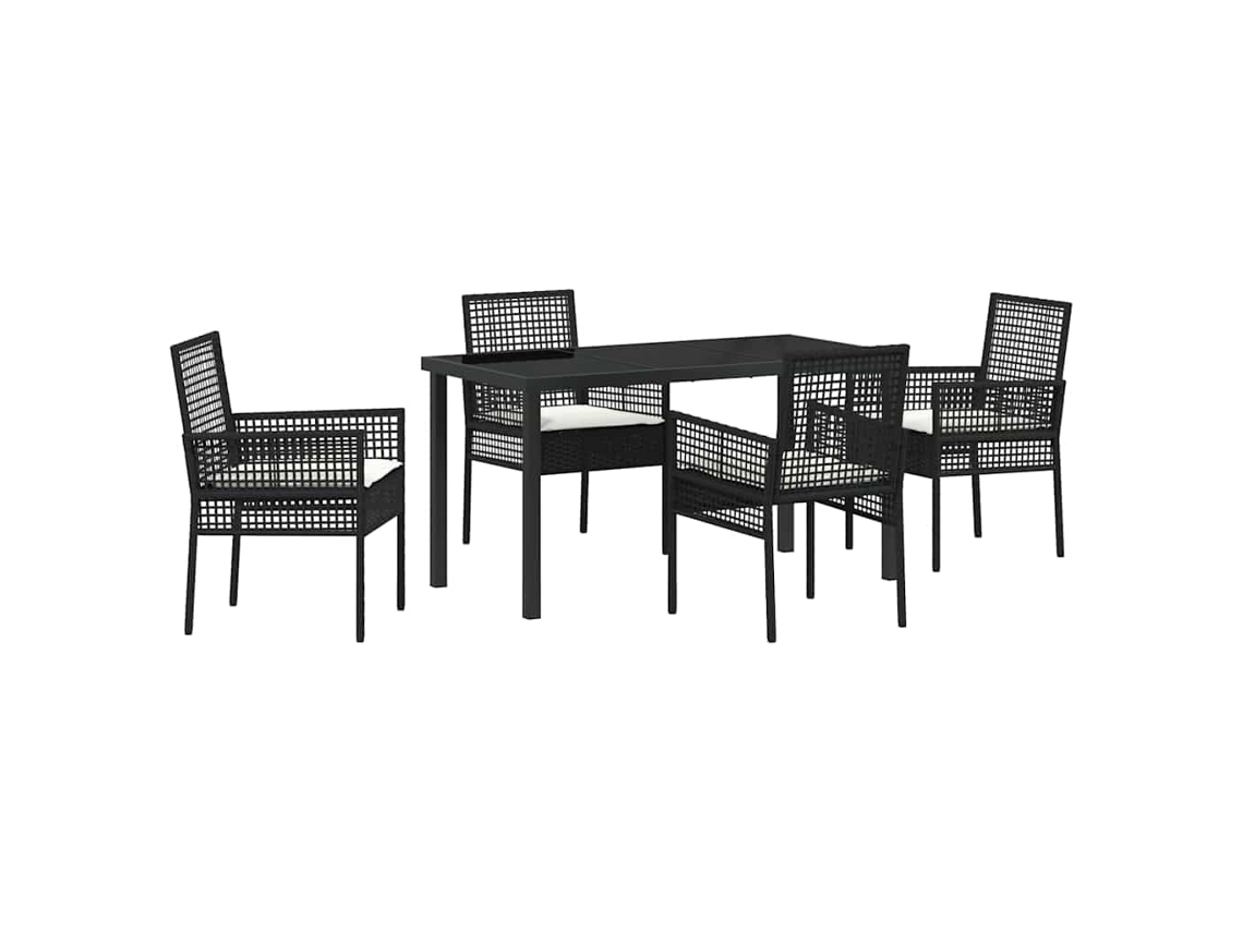 Conjunto de Jantar para Jardim com Almofada 5 Pcs Preto Vime Pe MAISON EXCLUSIVE