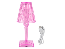 2026 lâmpada de Mesa de Cristal Led Prisma Transparente Regulável com Carga Usb Iluminação Interior Rosa