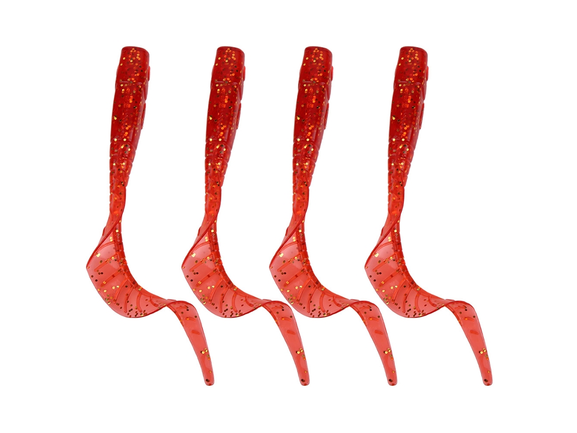 Fishing Lure (long Tail Swimming Salted Silicone) Curly Worm Soft Bait Artificial Red Fishing Tackle