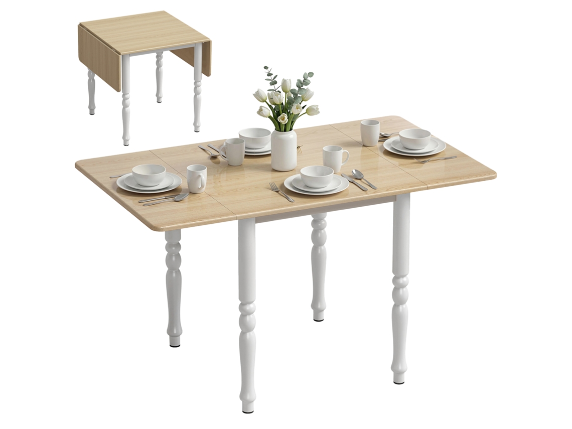 Mesa para 6 pessoas LAMAISON, madeira natural e preta, 140x90 cm