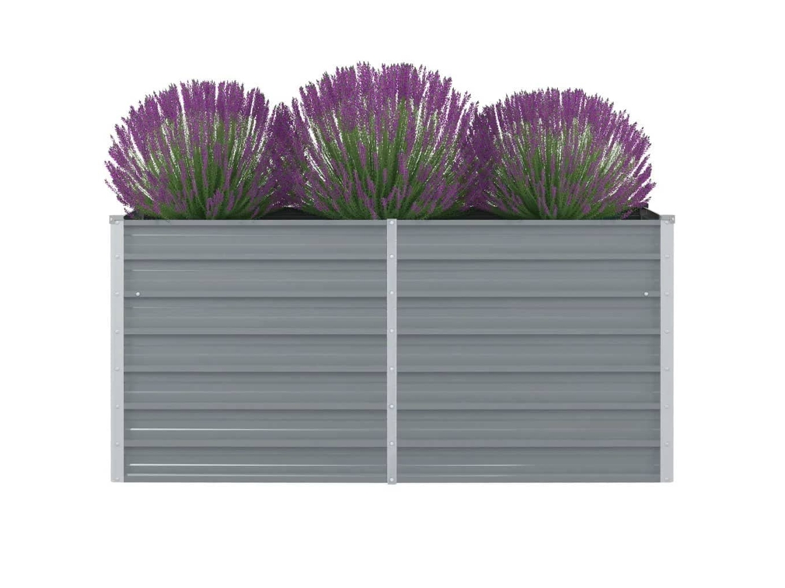 Vidaxl Canteiro De Jardim Elevado 160x80x77cm Aço Galvanizado Cinzento