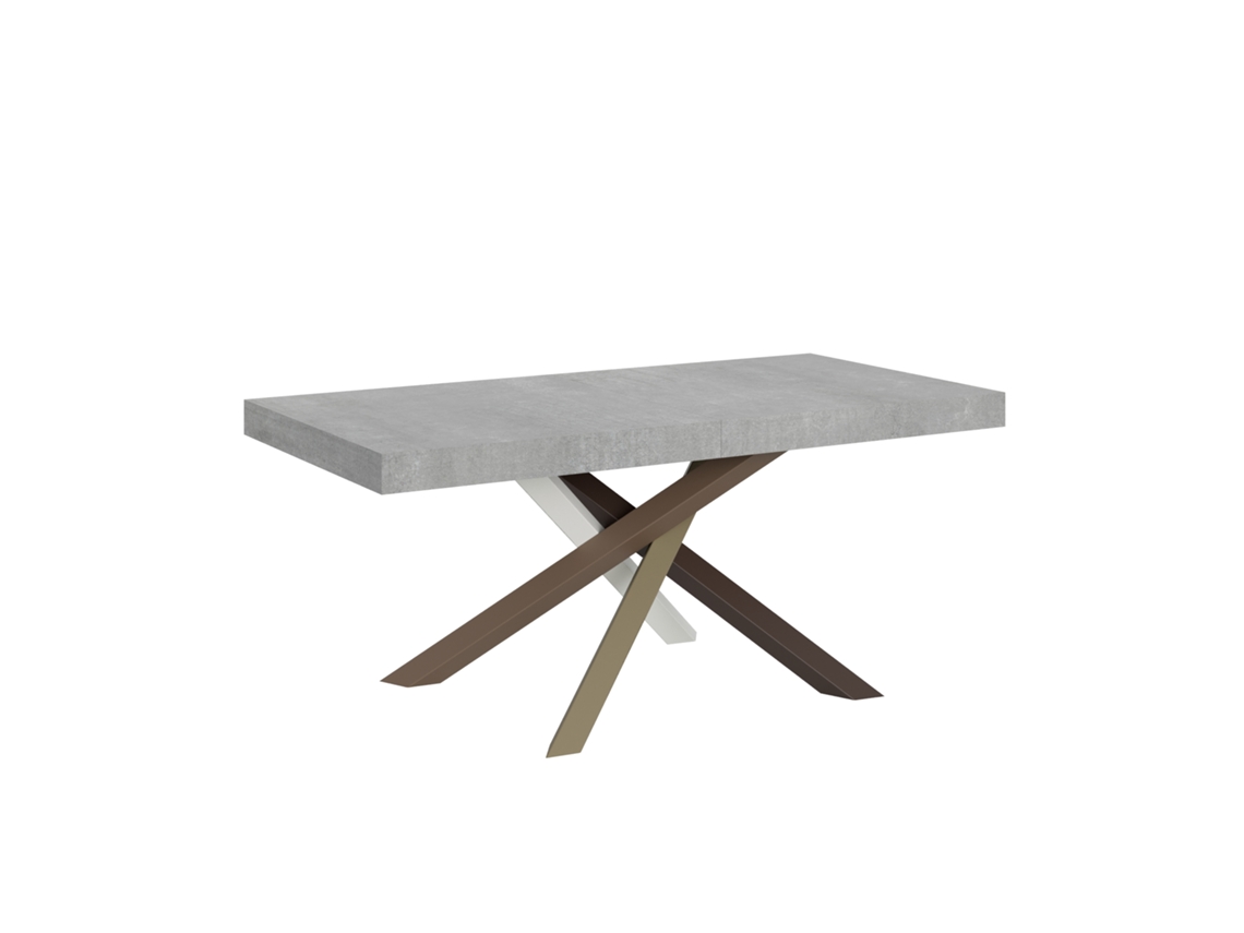 Mesa Extensível 200/460x90 Cm Volantis Concreto Pernas Multicoloridas 4/c Itamoby